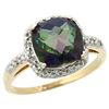 Natural 3.92 ctw Mystic-topaz & Diamond Engagement Ring 14K Yellow Gold - REF-35V2F