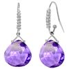 Genuine 17.18 ctw Amethyst & Diamond Earrings Jewelry 14KT White Gold - REF-59X3M
