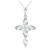 Genuine 1.10 ctw Aquamarine & Diamond Necklace Jewelry 14KT White Gold - REF-30T7A