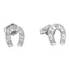 0.05 CTW Diamond Horseshoe Screwback Stud Earrings 10KT White Gold - REF-8M9H