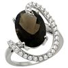 Natural 5.89 ctw Smoky-topaz & Diamond Engagement Ring 14K White Gold - REF-91H4W