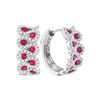 1.5 CTW Ruby Outline Luxury Hoop Earrings 14KT White Gold - REF-142Y4X