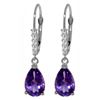 Genuine 3.15 ctw Amethyst & Diamond Earrings Jewelry 14KT White Gold - REF-44T3A