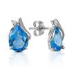Genuine 5.06 ctw Blue Topaz & Diamond Earrings Jewelry 14KT White Gold - REF-46T7A