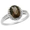 Natural 1.3 ctw Smoky-topaz & Diamond Engagement Ring 10K White Gold - REF-25F9N