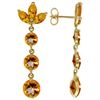 Genuine 8.7 ctw Citrine Earrings Jewelry 14KT White Gold - REF-53H6X