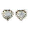 1 CTW Diamond Heart Screwback Cluster Earrings 10KT Yellow Gold - REF-67M4H