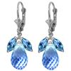 Genuine 14.4 ctw Blue Topaz Earrings Jewelry 14KT White Gold - REF-46N7R