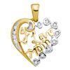 0.12 CTW Diamond I Love Mom Mother Heart Pendant 10KT Yellow Gold - REF-12Y2X