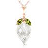 Genuine 12.75 ctw White Topaz & Peridot Necklace Jewelry 14KT Rose Gold - REF-34F7Z