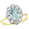 Natural 2 ctw Aquamarine & Diamond Engagement Ring 14K Yellow Gold - REF-88Z3Y
