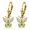 Genuine 1.39 ctw Opal & Peridot Earrings Jewelry 14KT Yellow Gold - REF-40H5X