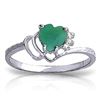 Genuine 1.02 ctw Emerald & Diamond Ring Jewelry 14KT White Gold - REF-36F9Z