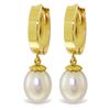 Genuine 8 ctw Pearl Earrings Jewelry 14KT Yellow Gold - REF-42N2R