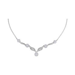 1 CTW Princess Diamond Soleil Cluster Luxury 18" Necklace 14KT White Gold - REF-142F4N