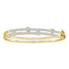 1 CTW Diamond Flower Cluster Bangle Bracelet 14KT Yellow Gold - REF-165M2H
