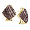 1.9 CTW Cognac-brown Color Diamond Square Cluster Earrings 10KT Yellow Gold - REF-67K4W