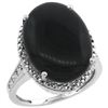 Natural 6.28 ctw Onyx & Diamond Engagement Ring 14K White Gold - REF-58R2Z