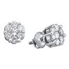 0.50 CTWDiamond Flower Screwback Stud Earrings 10KT White Gold - REF-37X5Y