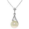 Genuine 2.03 ctw Pearl & Diamond Necklace Jewelry 14KT White Gold - REF-22K2V