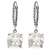 Genuine 7.2 ctw White Topaz Earrings Jewelry 14KT White Gold - REF-48R3P
