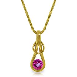 Genuine 0.65 ctw Pink Topaz Necklace Jewelry 14KT Yellow Gold - REF-73A7K