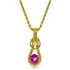 Genuine 0.65 ctw Pink Topaz Necklace Jewelry 14KT Yellow Gold - REF-73A7K