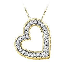 0.12 CTW Diamond Heart Love Pendant 10KT Yellow Gold - REF-9X7Y
