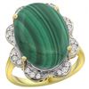 Natural 14.23 ctw malachite & Diamond Engagement Ring 14K Yellow Gold - REF-107G6M