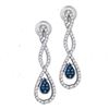 0.26 CTW Blue Color Diamond Dangle Earrings 10KT White Gold - REF-26K9W