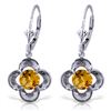 Genuine 1.10 ctw Citrine Earrings Jewelry 14KT White Gold - REF-37Y7F