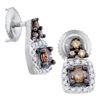 0.38 CTW Cognac-brown Color Diamond Solitaire Earrings 10KT White Gold - REF-19N4F
