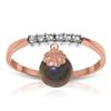 Genuine 2.1 ctw Black Pearl & Diamond Ring Jewelry 14KT Rose Gold - REF-33N7R