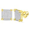 0.25 CTW Mens Diamond Square Cluster Stud Earrings 10KT Yellow Gold - REF-19X4Y