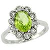 Natural 2.73 ctw Peridot & Diamond Engagement Ring 10K White Gold - REF-70R6Z