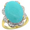 Image 1 : Natural 13.83 ctw turquoise & Diamond Engagement Ring 14K Yellow Gold - REF-160N3G