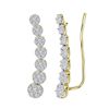 Image 1 : 0.50 CTWDiamond Cluster Climber Earrings 10KT Yellow Gold - REF-44X9Y