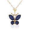 Genuine 0.60 ctw Sapphire Necklace Jewelry 14KT Yellow Gold - REF-28R2P