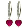Image 1 : Genuine 3.2 ctw Ruby & Diamond Earrings Jewelry 14KT White Gold - REF-72K3V