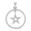 0.25 CTW Diamond Dangling Star Circle Pendant 10KT White Gold - REF-18N2F