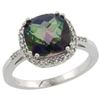 Natural 4.11 ctw Mystic-topaz & Diamond Engagement Ring 14K White Gold - REF-44X2A