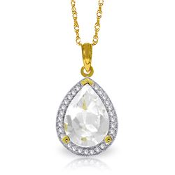 Genuine 5.61 ctw White Topaz & Diamond Necklace Jewelry 14KT Yellow Gold - REF-71Y5F