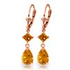Genuine 4.5 ctw Citrine Earrings Jewelry 14KT Rose Gold - REF-41V4W