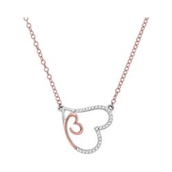 0.10 CTW Diamond Double Heart Pendant 10KT Rose Gold - REF-12Y2X