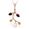 Genuine 2.7 ctw Garnet, Citrine & Pearl Necklace Jewelry 14KT Rose Gold - REF-29W7Y