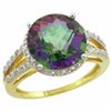 Natural 5.34 ctw Mystic-topaz & Diamond Engagement Ring 14K Yellow Gold - REF-45X5A