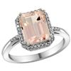 Natural 2.63 ctw Morganite & Diamond Engagement Ring 10K White Gold - REF-50A3V