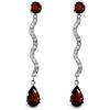 Genuine 4.35 ctw Garnet & Diamond Earrings Jewelry 14KT White Gold - REF-62T3A