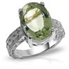 Genuine 7.5 ctw Green Amethyst Ring Jewelry 14KT White Gold - REF-125F9Z