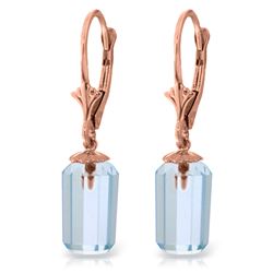 Genuine 9 ctw Blue Topaz Earrings Jewelry 14KT Rose Gold - REF-25V6W
